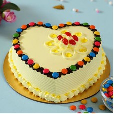 Heart Shape Butterscotch Gems Cake